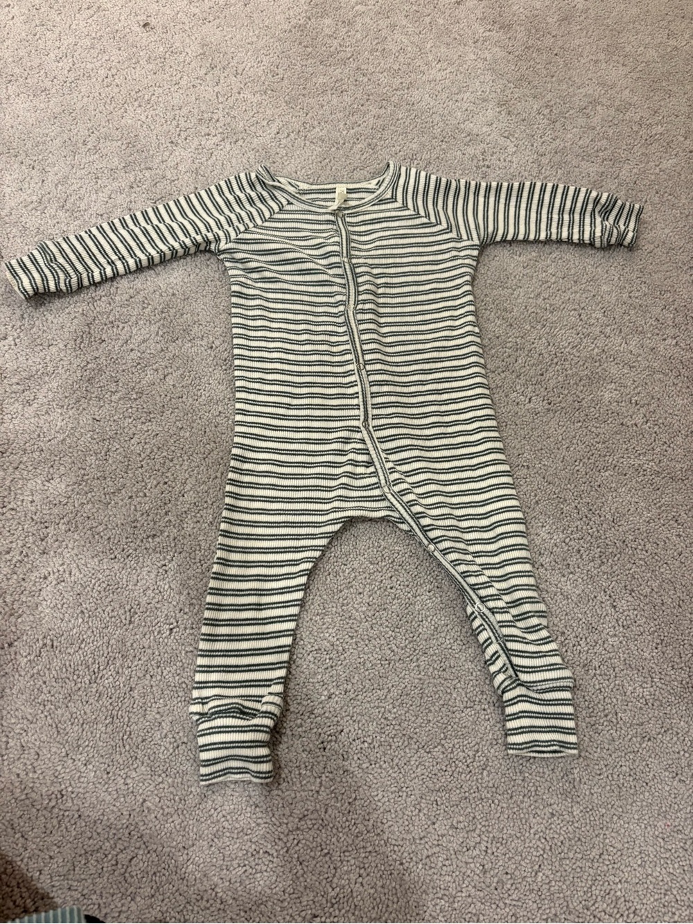 NWOT Rylee + Cru Cream and Green Striped Snap One-Piece Footie